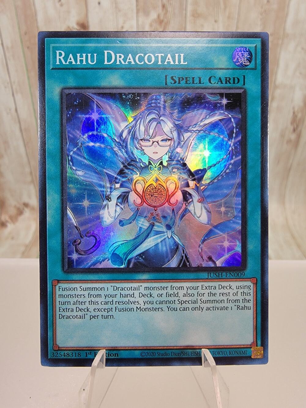 Yu-Gi-Oh! Rahu Dracotail 1st Edition Super Rare Justice Hunters JUSH-EN009 NM